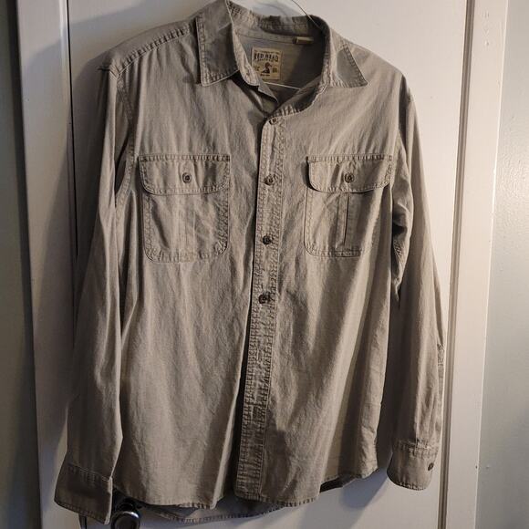 REDHEAD Khaki Utility Outdoors Shirt M Button Front Long Sleeve Pockets Rugged - Picture 8 of 9